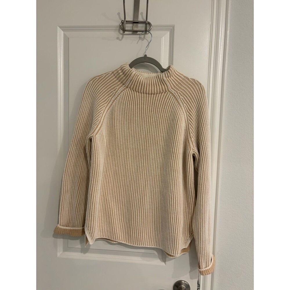 Lands End 100% Cotton Ribbed Mock Neck Women's Sweater